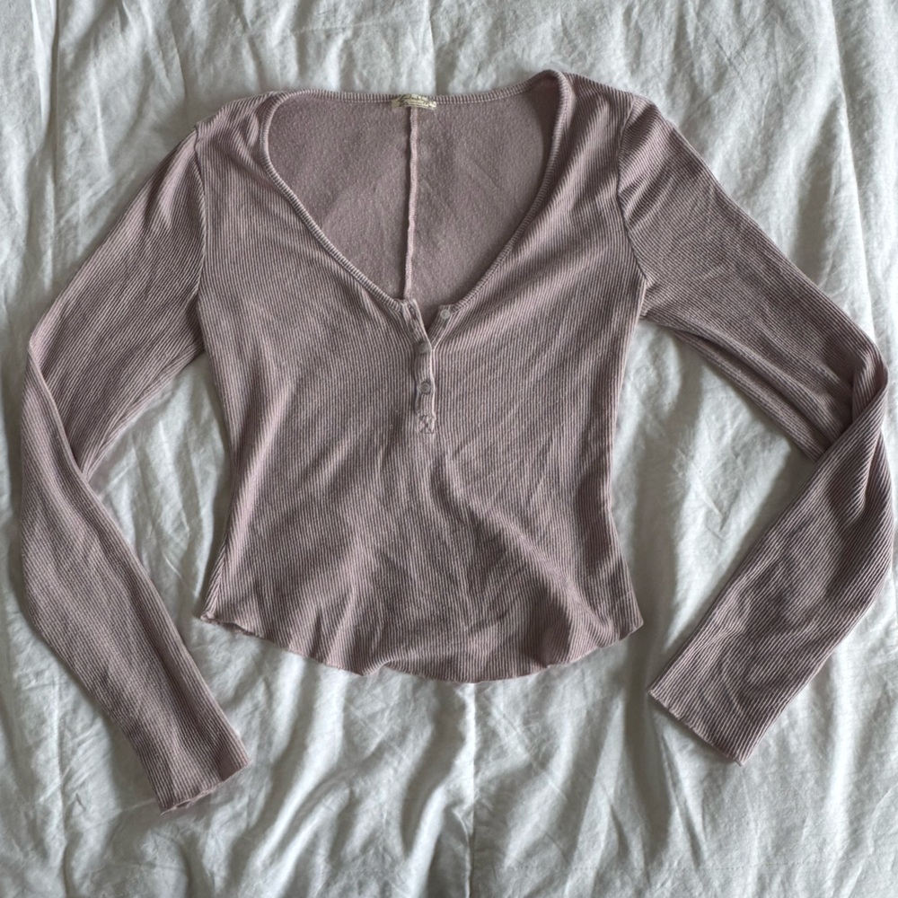 Free People Purple Fitted Buttoned Blouse